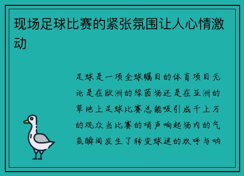 现场足球比赛的紧张氛围让人心情激动